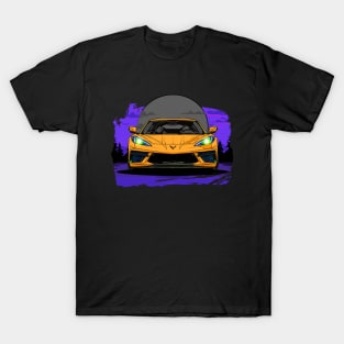 Orange C8 Corvette Stingray Midnight Moon Supercar Racecar Muscle Car Sportscar Corvette C8 T-Shirt